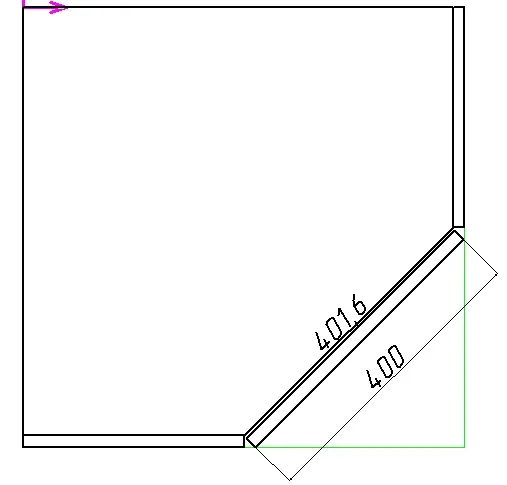 расчет фасада углового шкафа, чертеж 3