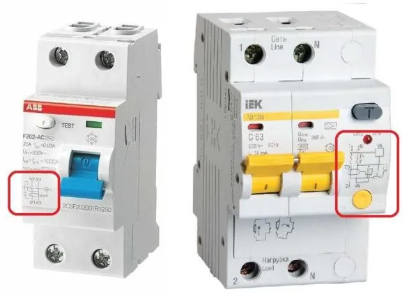 Схема подключения дифавтомата обычно есть на корпусе