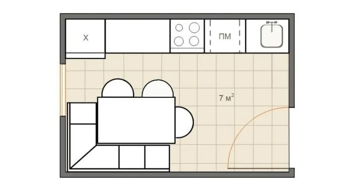 прямая кухня 7 м