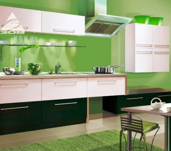 Зеленый цвет для стен кухни