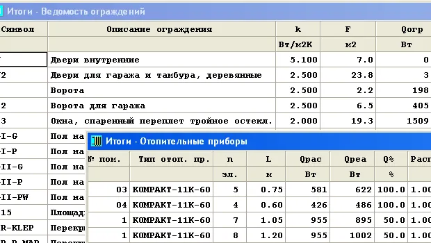 Расчет теплопоступлений через ограждения