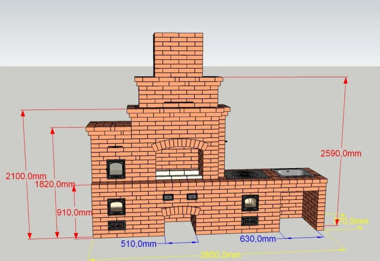 Размеры печи для беседки