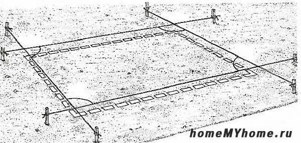 Разметка под фундамент теплицы