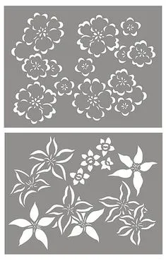 Japanese Flowers Stencil. Buttercups and Clematis Stencil. Stencil Diy, Flower Stencils, Diy And Crafts, Paper Crafts, Clematis Flower, Lighted Canvas