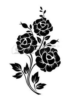 white rose: Branch with flowers Vector black silhouette Rose Stencil, Black Silhouette, Silhouette Vector, Silhouette Photo