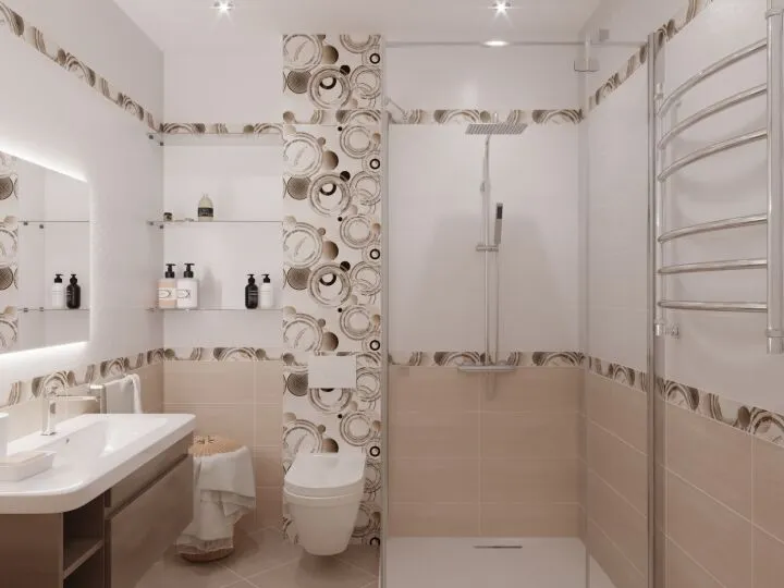 Крупноформатная отделка ванной комнаты потребует меньше усилий и денег на материалы