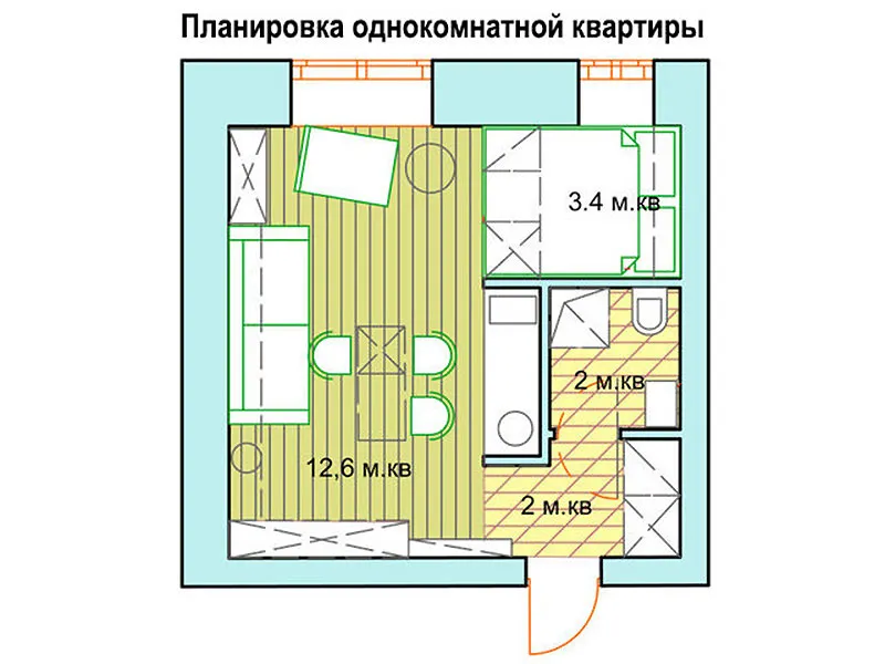 Стандартная квадратная однушка