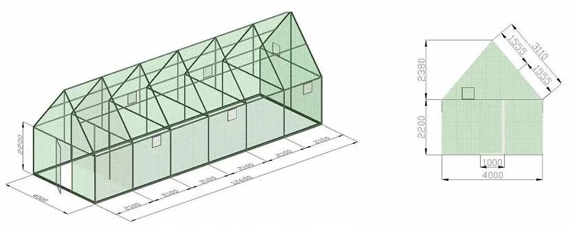 Схема теплицы с двухскатной крышей