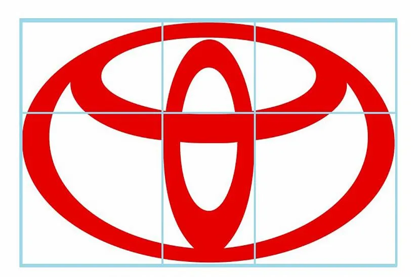 Кольца на логотипе Toyota вписаны в прямоугольники, которые построены по золотому сечению