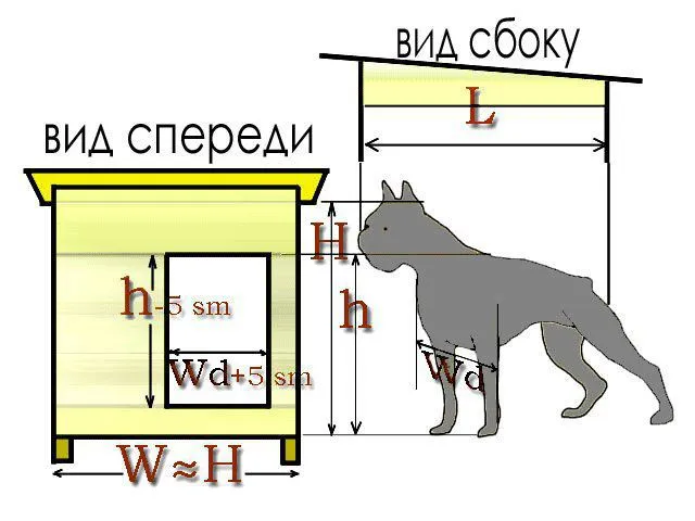 размер будки для алабая чертеж