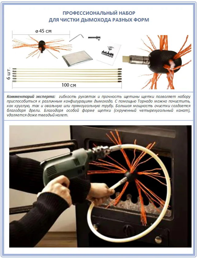 Профессиональный набор для чистки дымохода