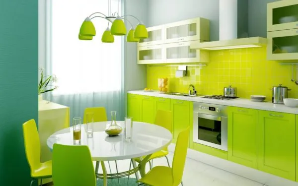 Дизайн кухни в бело зеленых тонах - варианты оформления интерьера