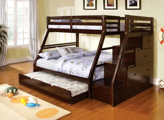 Furniture Of America Ellington Twin/full Bunk Kids Bed With Built-in Staircase