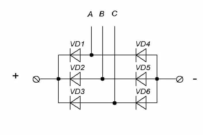 Схема трехфазного диодного моста 