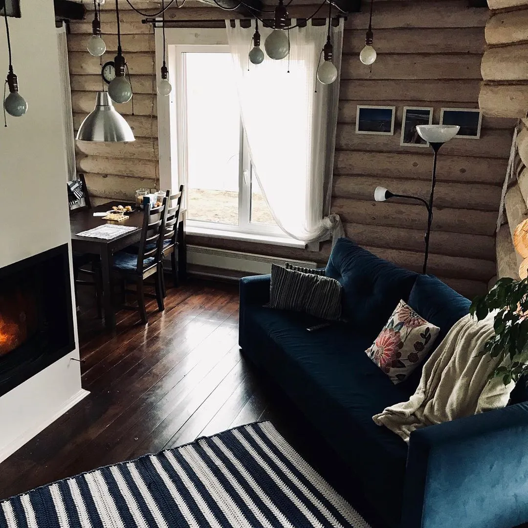 (+57 фото) Интерьер гостиной в деревянном доме