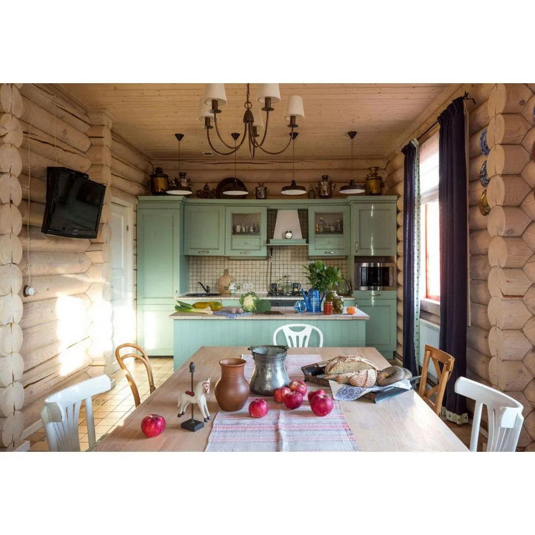 (+57 фото) Интерьер гостиной в деревянном доме