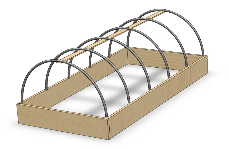 Схема парника с металлическими дугами