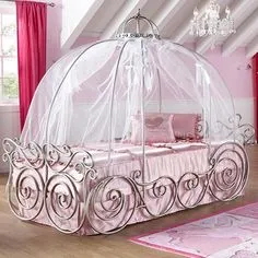 Disney Princess Twin Canopy Bed by Canyon Full Size Princess Bed, Twin Princess Bed, Disney Princess Carriage Bed, Cinderella Carriage Bed, Cinderella Bed, Princess Bedrooms, Princess Room, Twin Canopy Bed, Canopy Bedroom