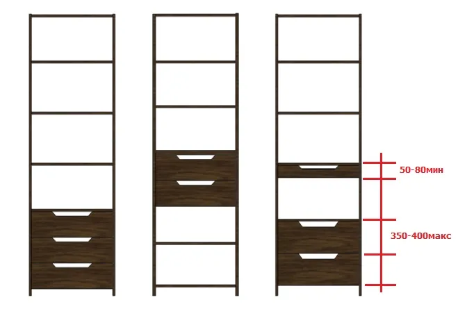 Расположение ящиков и полок