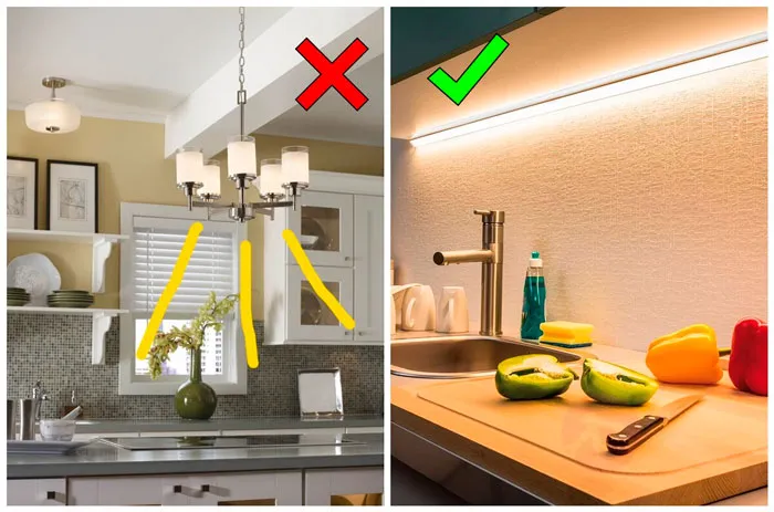 правила освещения фартука и рабочей зоны на кухне