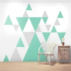Cool Geometric Pattern Giant Wall Sticker Set, wall decals, perfect for completeing your modern decor and interiors Wall Stickers Geometric, Geometric Wall Paint, Modern Wall Paint, Geometric Painting, Contemporary Wall, Modern Artwork, Girls Bedroom