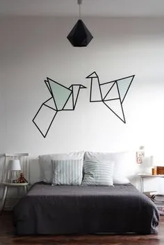 Spruce up your walls with washi tape art. Washi Tape Wall, Tape Wall Art, Tape Art, Diy Wall Art, Art Diy, Washi Tapes, Home And Deco, Decor Room, Decorating Your Home