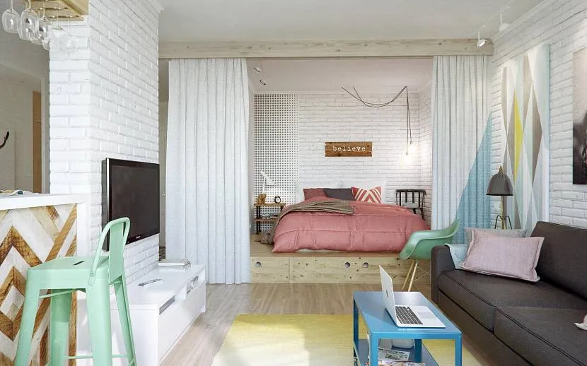 Дизайн спальни с диваном
