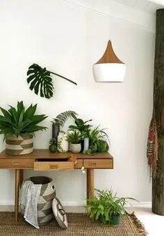 Entry hall makeover: Decorating with indoor plants, via we-are-scout.com. Succulent Hanging Planter, Planters, Potted Plants, Gray Interior, Small Water Gardens