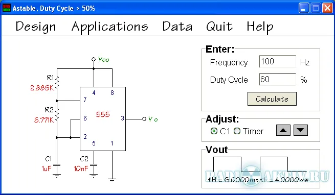 555 Timer Designer Free - программа для ...