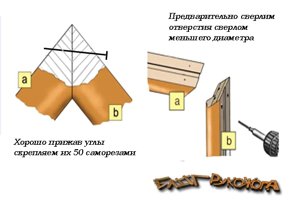 сборка дверной коробки под 45 градусов