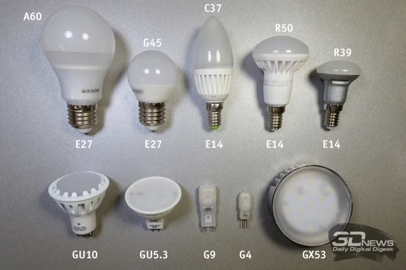  Типы и цоколи светодиодных ламп 