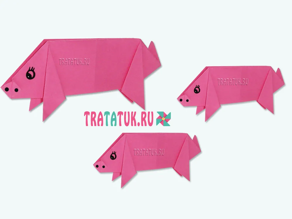 Оригами свинья
