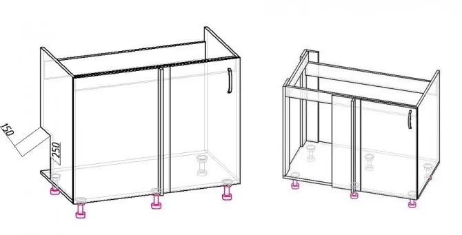 особенности конструкции углового стола под мойку