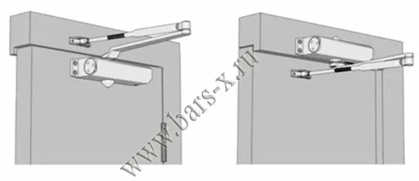 варианты монтажа доводчика на дверь