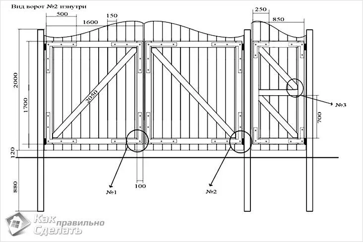 Чертеж деревянных ворот