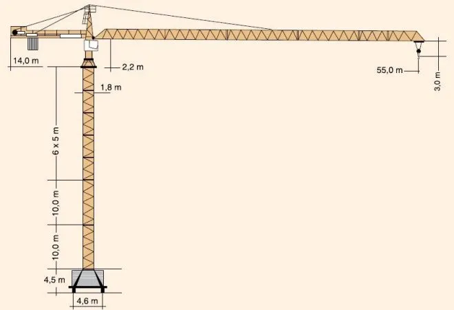 Габариты башенного крана Liebherr-132EC-H8