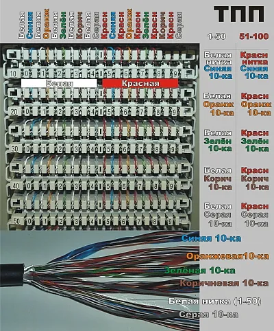 Расшивка кабеля UTP 25×2 и ТПП10х2 в ...