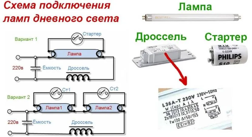 Схемы цепи с одной и двумя лампами