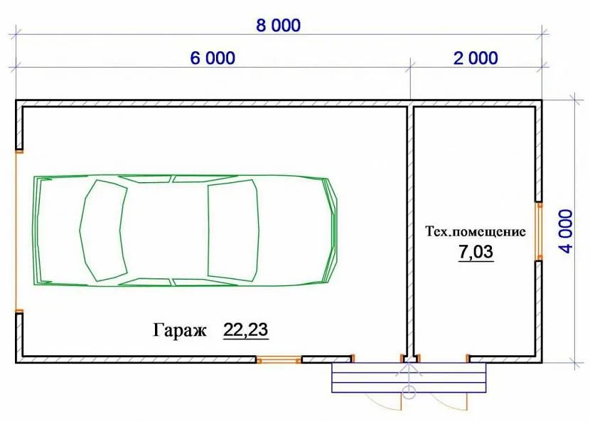 план гаража на 1 машину