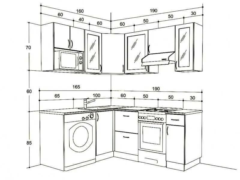 Чертеж кухни: обзор вариантов всех ...