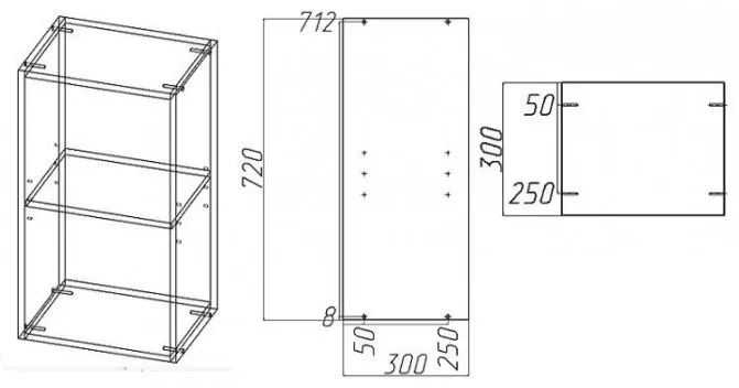 схема чертежа сборки навесного шкафа на кухню