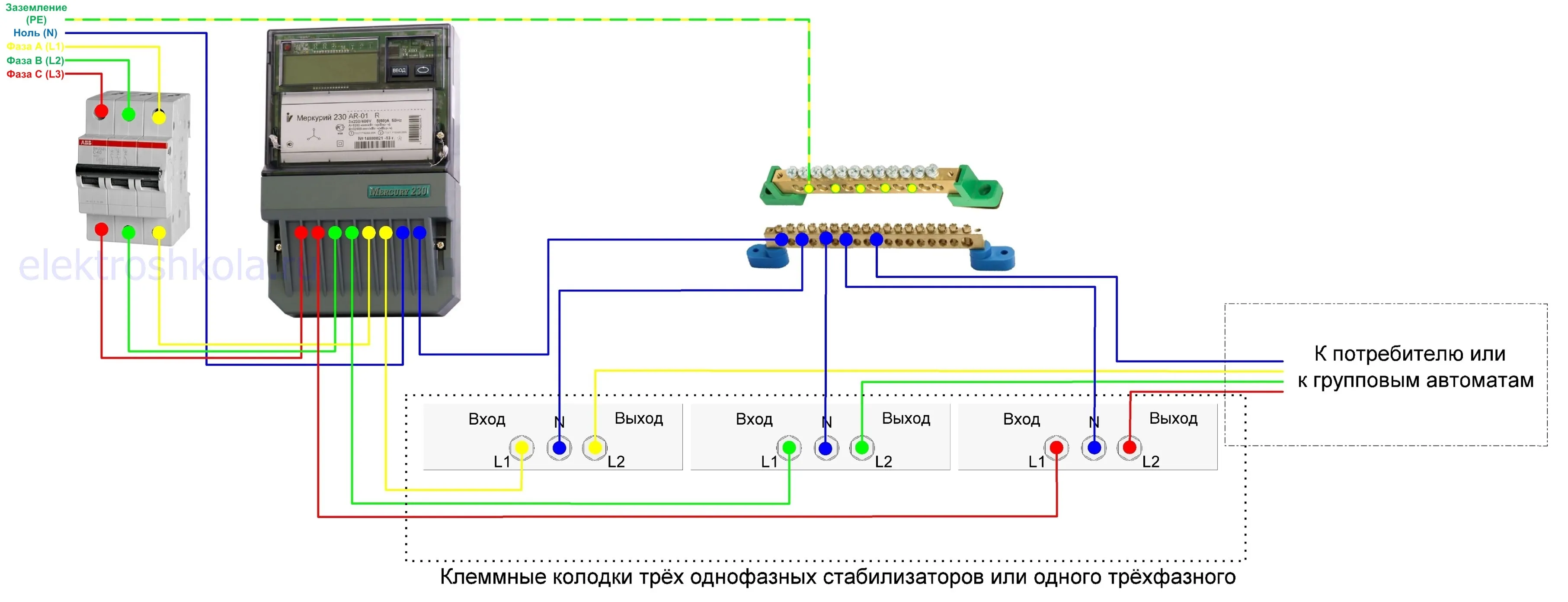 Схема подключения трехфазного стабилизатора напряжения