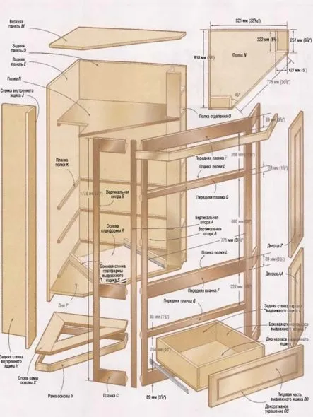 хема сборки углового шкафа