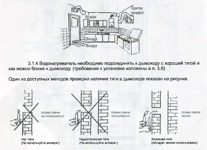 Проверка тяги в дымоходе газовой колонки