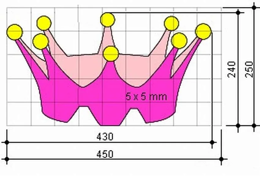 Чертеж короны для детской кроватки