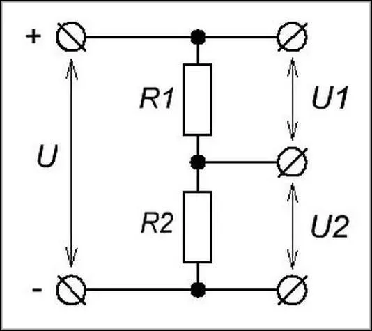 Схема делителя на резисторах