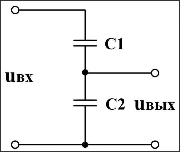 Схема делятителя на конденсаторах