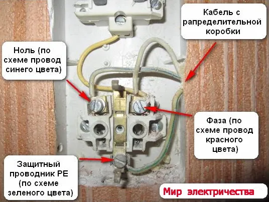 Подключаем от розетки выключатель