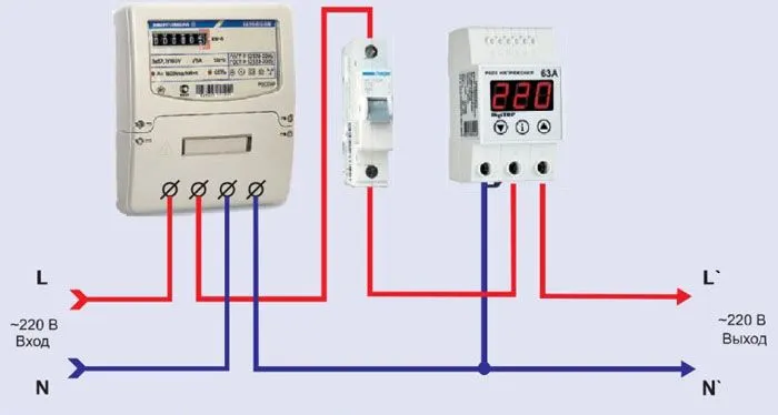 Схема включения в однофазную сеть электроснабжения квартиры или дома