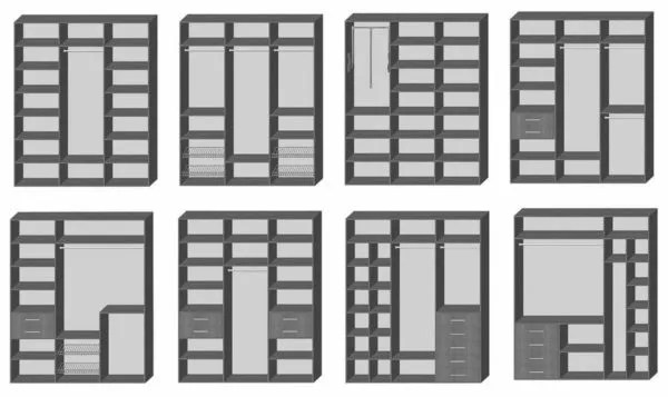 Варианты наполнения шкафа купе небольшой ширины